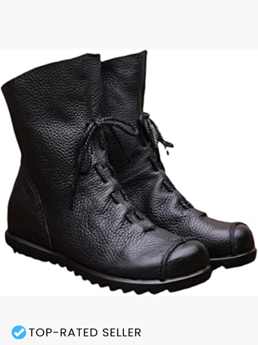 Genuine Leather Ankle Boots Handmade Historical Renaissance Style Lace Up Wedge